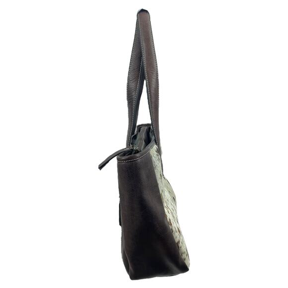 Ariat Savannah Calf Hair Patchwork Large Leather Tote Bag Brown - Picture 2 of 9